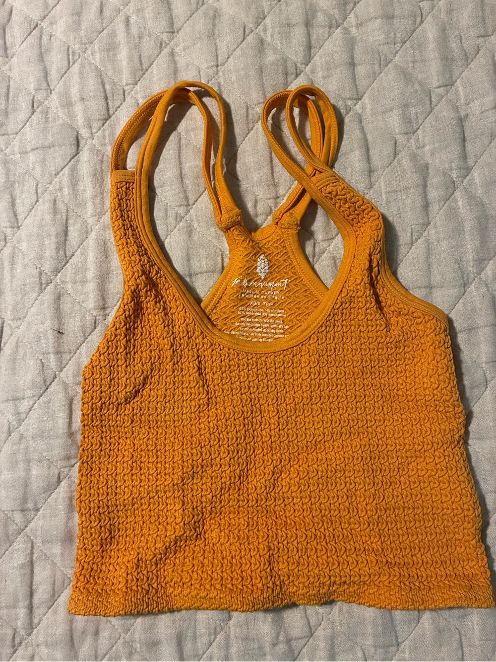FP Movement by Free People Textured Cropped Tank Top in Mustard